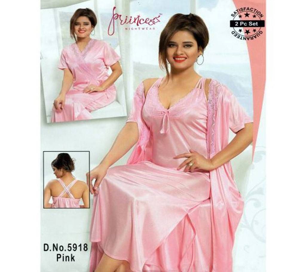 Fashionable Two Part Nighty-5918 Pink