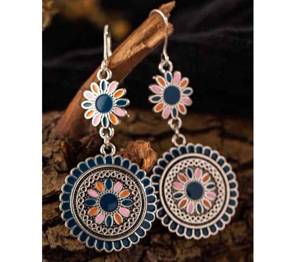 Flowers shaped round circle geometric earrings For women