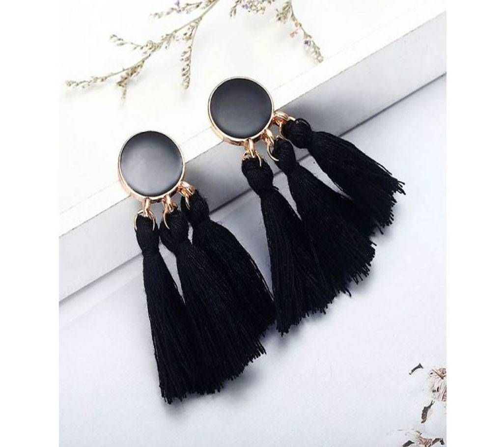 Bohemia Statement Tassel Earrings Black