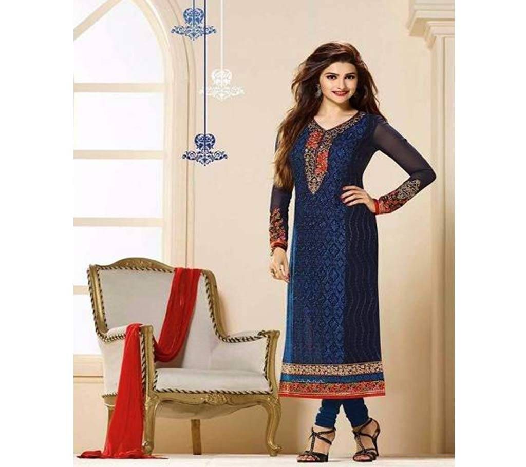 Unstiched block printed cotton replica salwar kameez