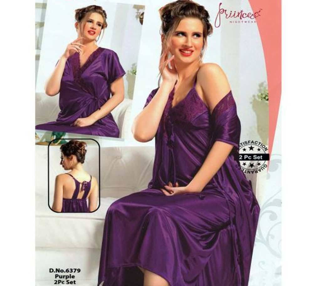 Fashionable Two Part Nighty-6379 Purple