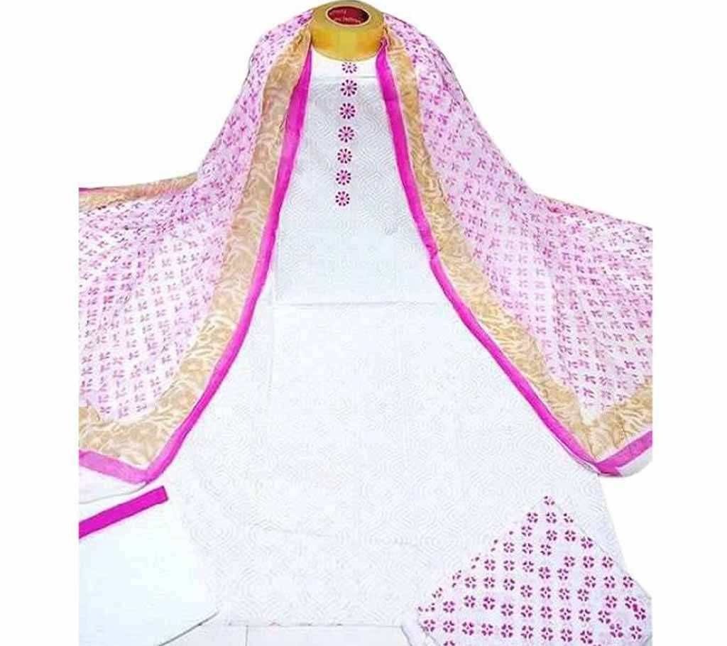 Unstitched Block Printed Cotton Salwar kameez st-41