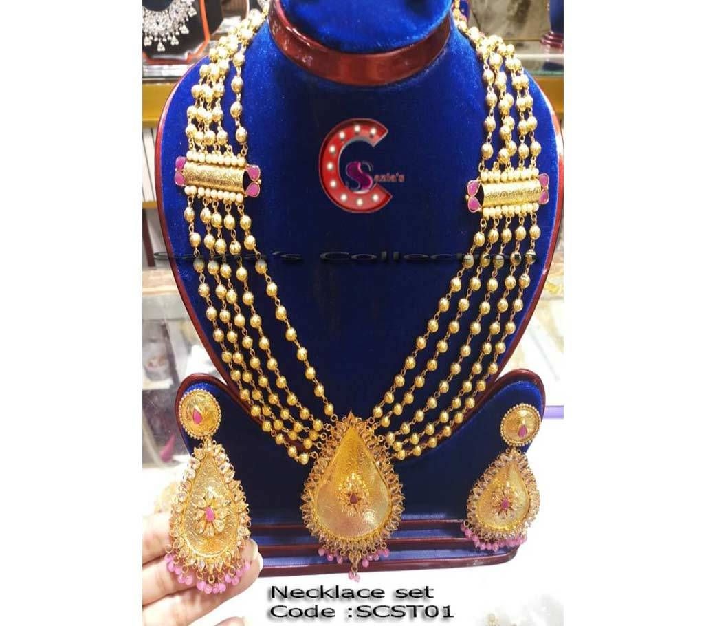 Gold Plated Ball Sita Set Stone Pink Color