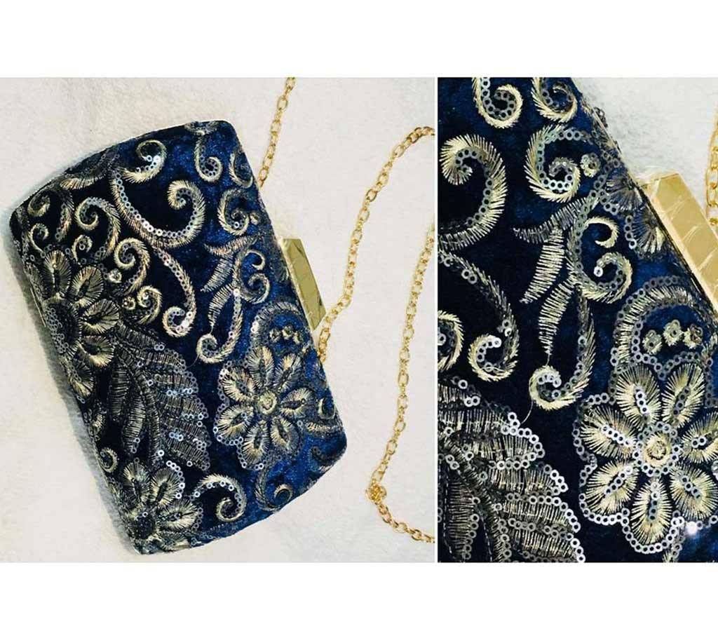Velvet Blue Designful Stylish Hand Bag For Women