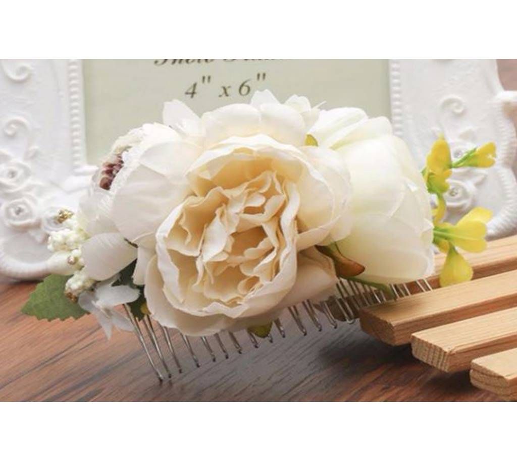 Fabric Rose Handmade Hair Comb  For Women