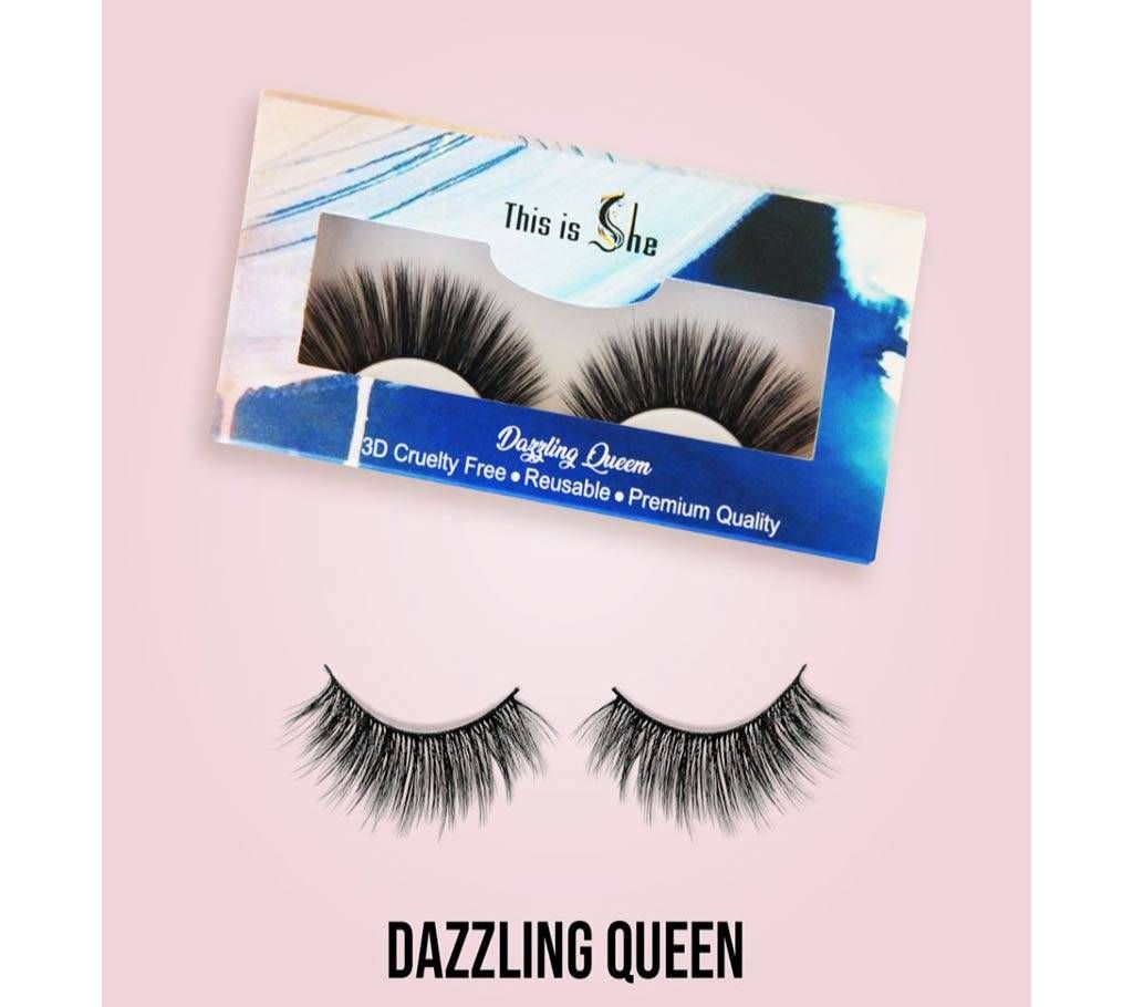 This is She - Dazzling Queen False Eye Lashes -Premium Quality made from Korean Silk -1 pair- Canadian Brand