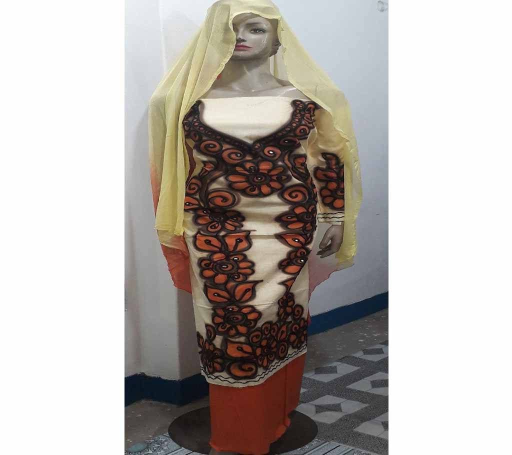  Unstitched Cotton Three Piece - Block Printed