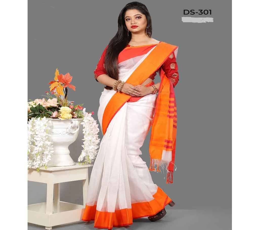 Silk Saree  With Blouse Piece-White
