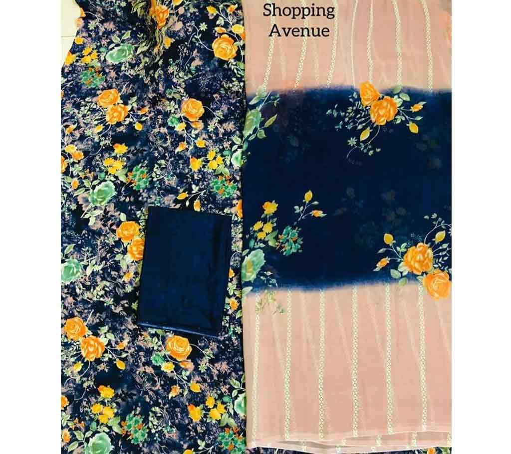 Unstitched Printed Soft Silk dress (Indian)