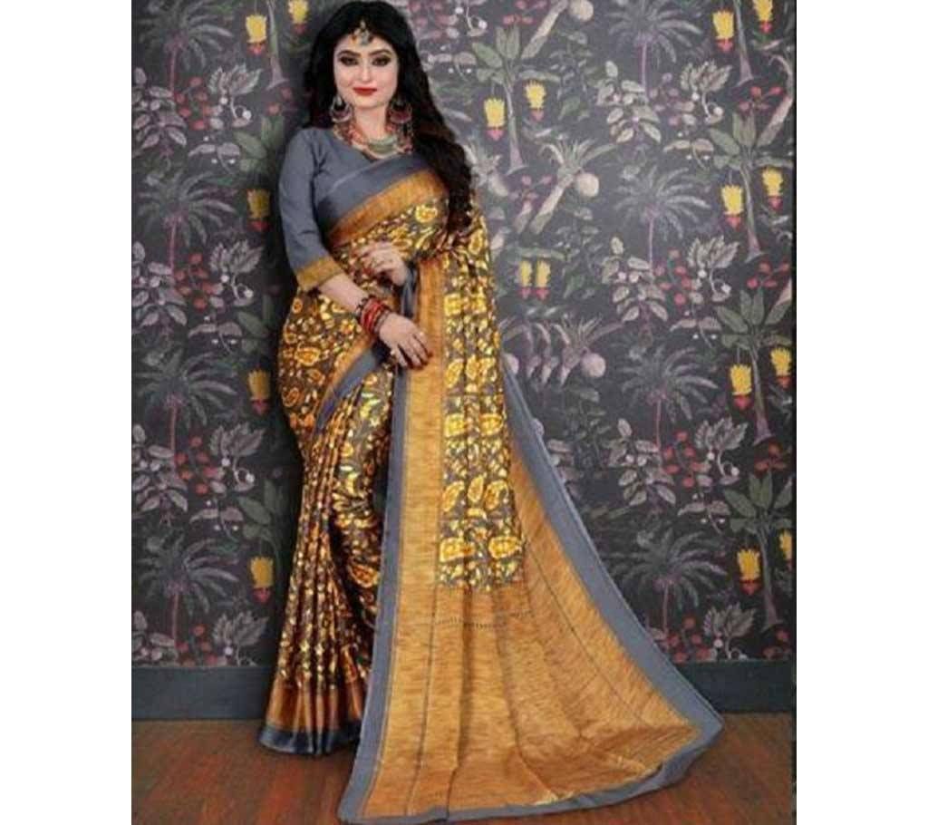 Crepe Silk Saree  Yellow 