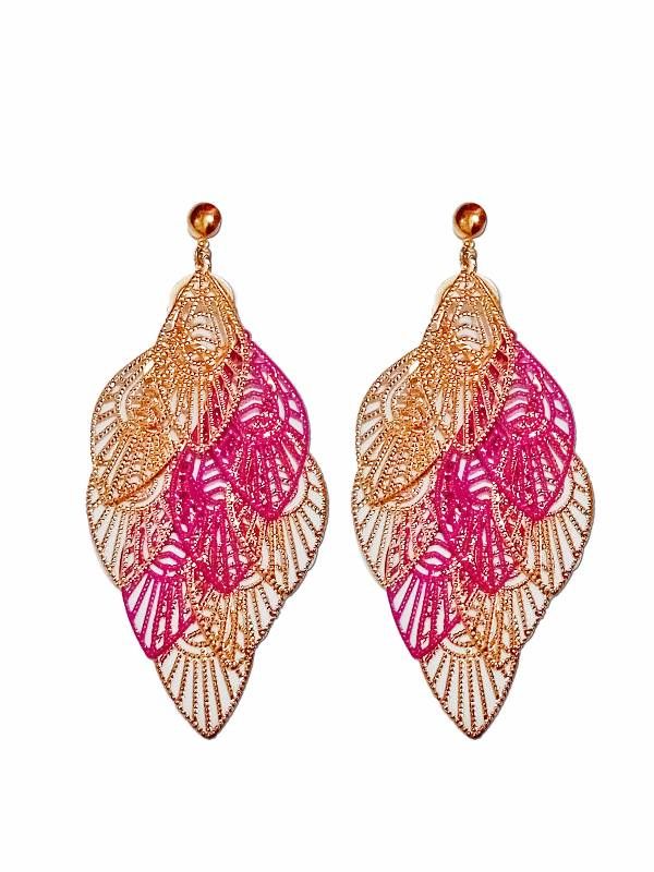 Golden magenta earring