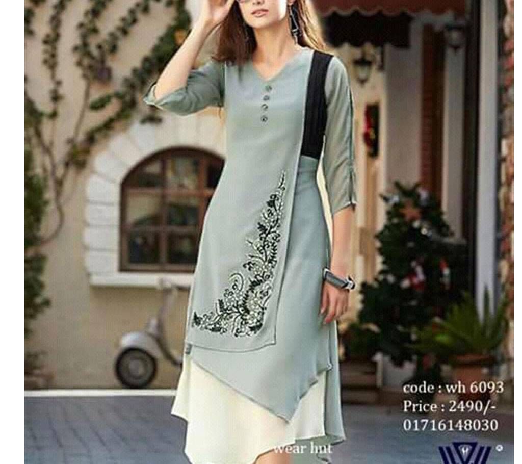 Unstitched embroidery work Weightless Georgette three piece-copy 