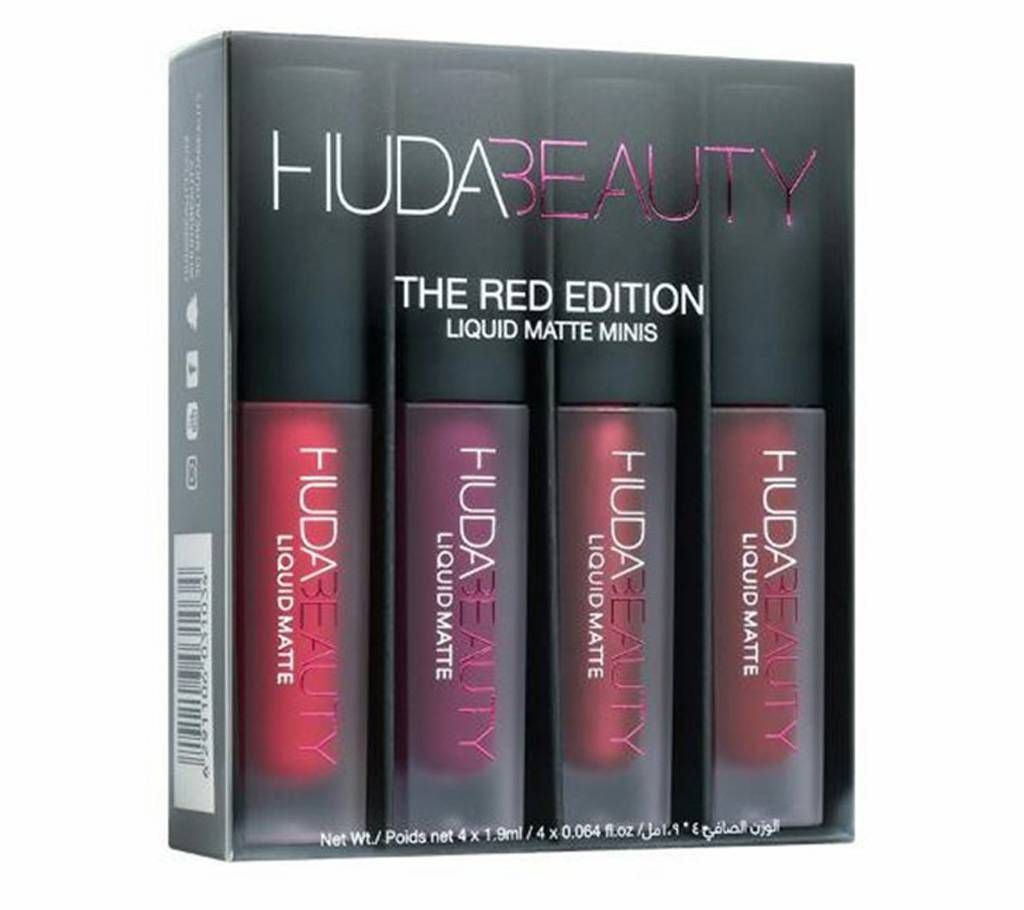 Huda Beauty Red Edition Lipstick - 4Pcs (Malaysia)