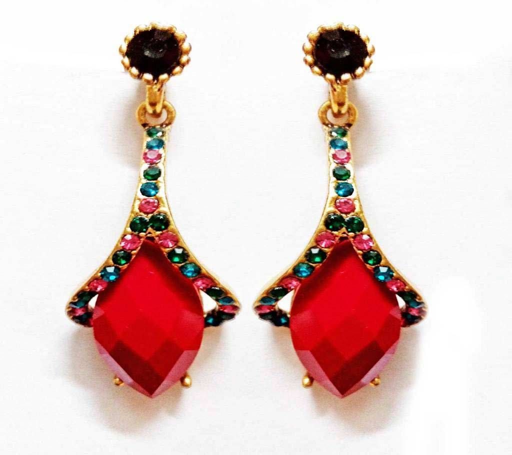 red water drop earring