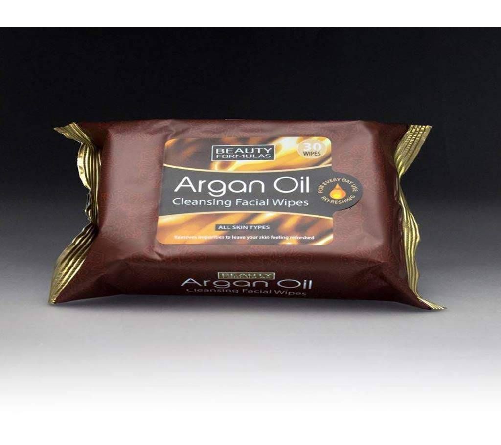 Beauty formulas Argan Oil cleansing facial wipes UK 30 Pcs wipes
