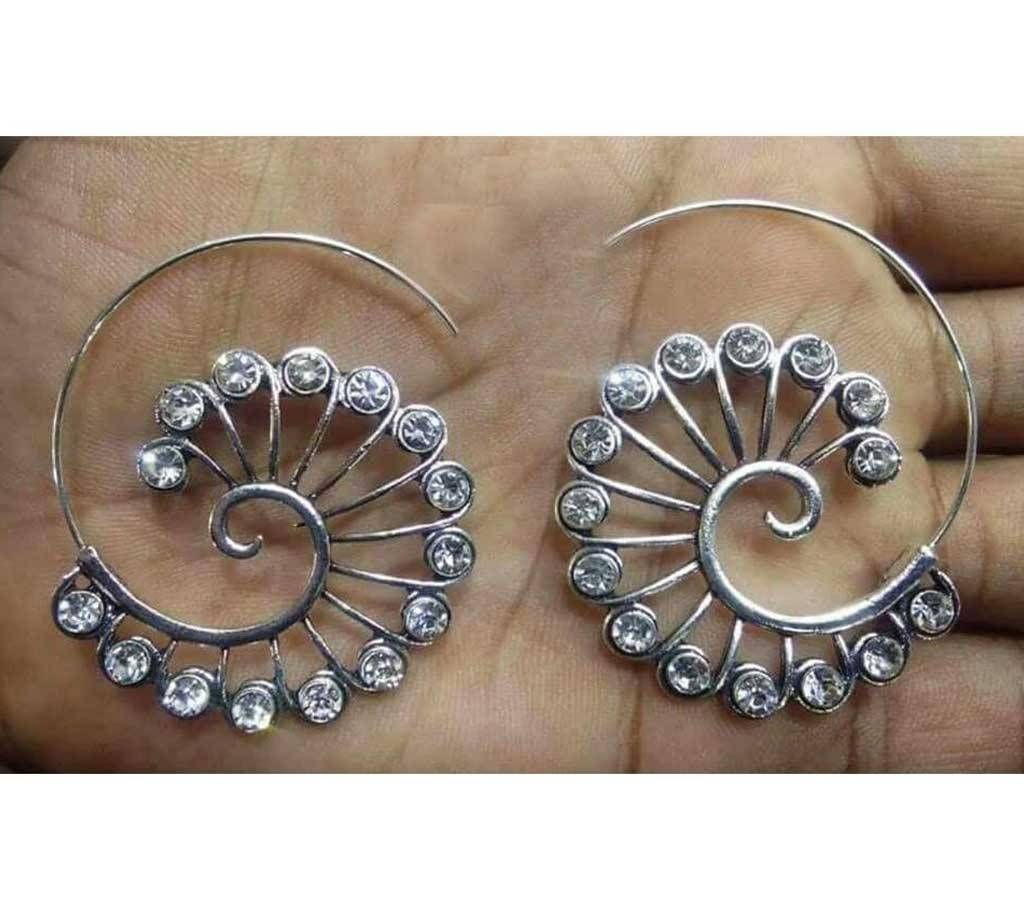 German Silver Brass Spiral Earrings