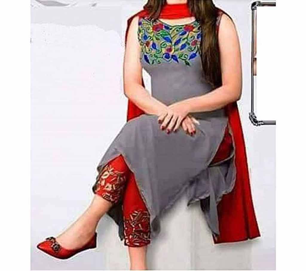 Unstitched Gray Georgette Shalwar Kameez For Women