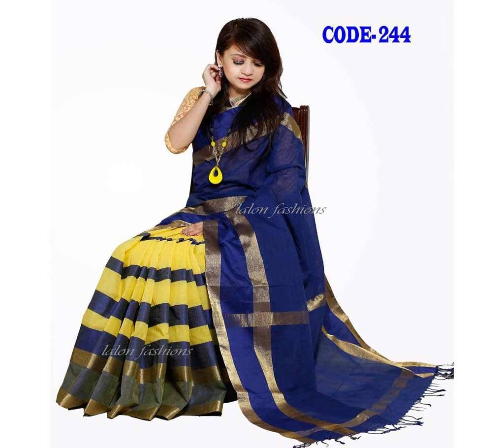 Blue & Yellow Cotton Sharee