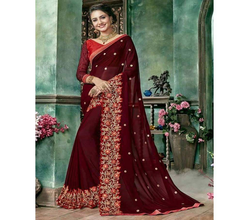 INDIAN PURPELL GEORGETTE SAREE FOR WOMEN