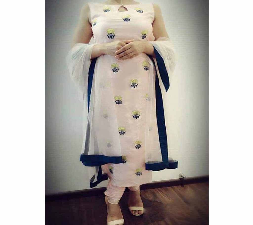Unstitched Embroidery Soft Georgette Salower Kamiz