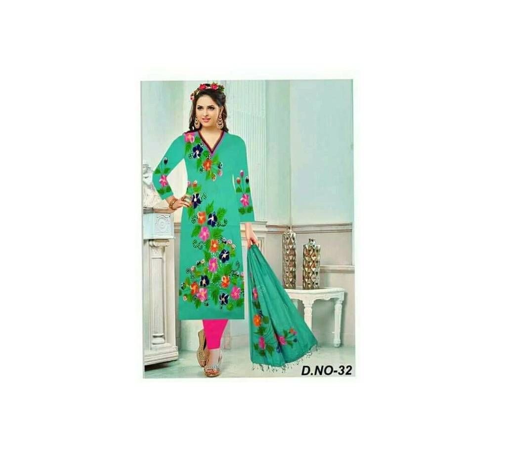 Un-stitched Rajdhani Voyel Cotton Hand print Salwar kameez St block-930 - Copy