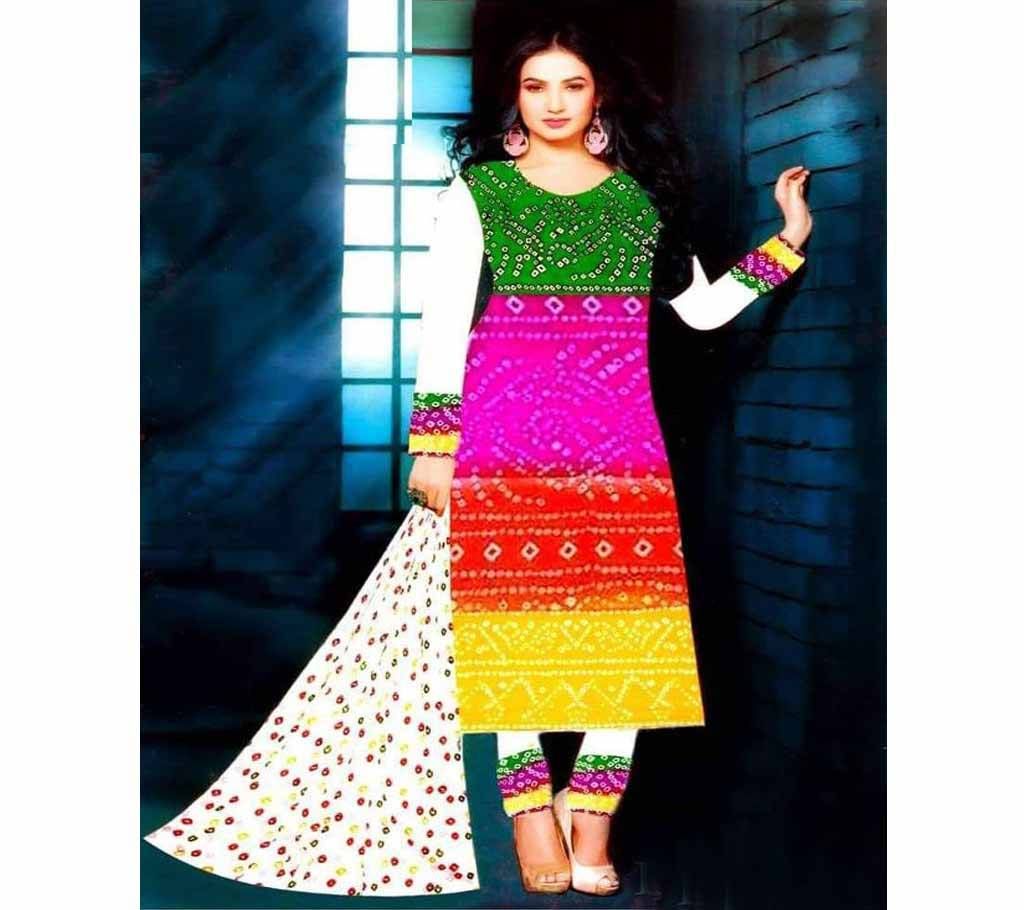 Unstitched cotton with block printed three piece copy