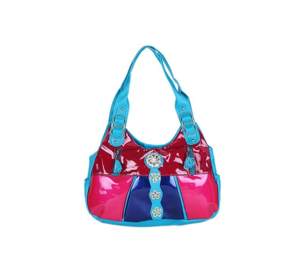 Sky Blue Artificial Leather Shoulder Bag For Women
