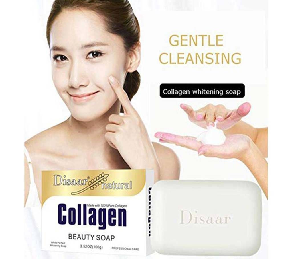 DISAAR Natural Collagen Beauty Soap Clear Face Smooth Skin Reduces open Pores Nourishment no Pigment 100g