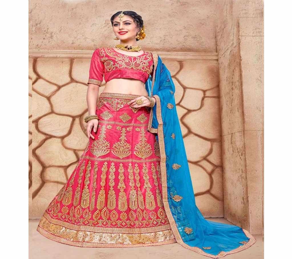 Readymade Net Embroidery A - Line Lehenga Choli With Dupatta