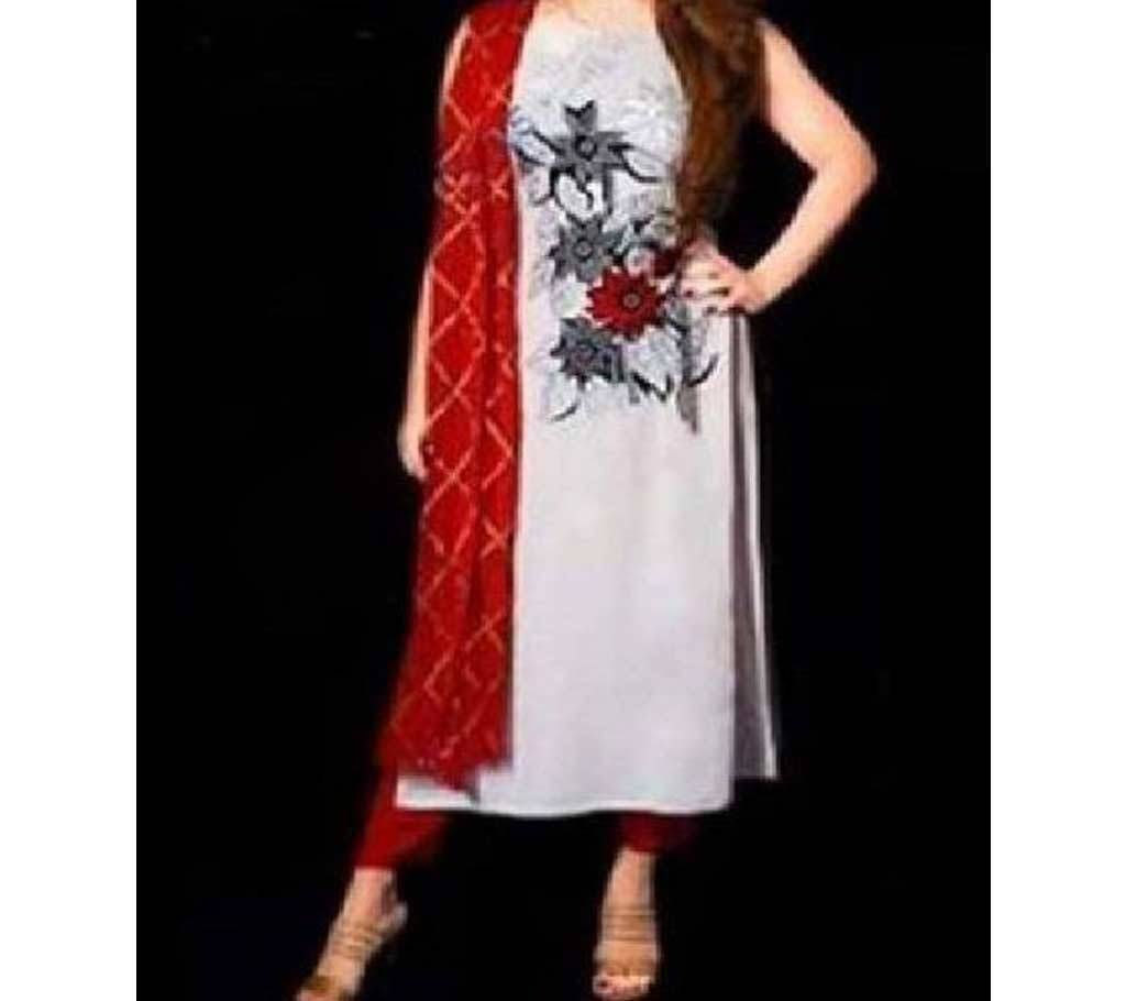 Semi-Stitched Indian Weightless Georgette Embroidery Sallower Kameez