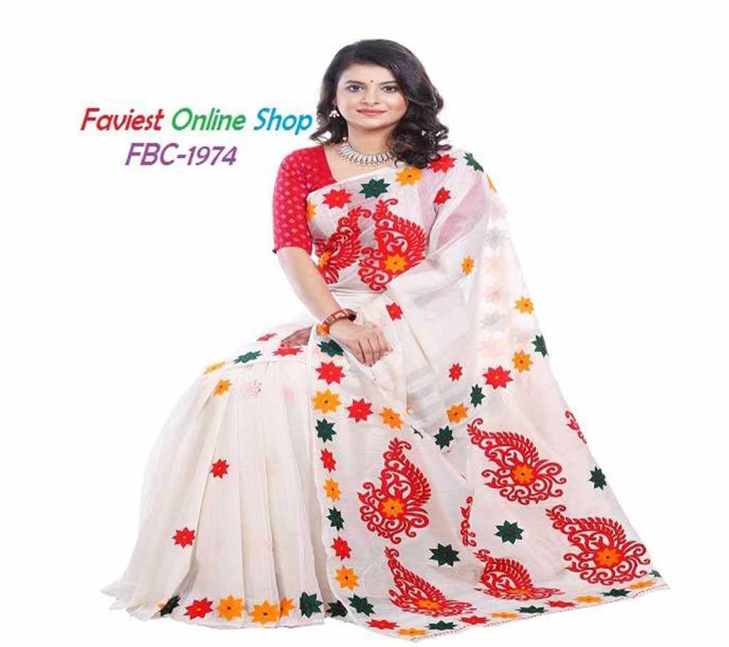 white anddy silk, saree