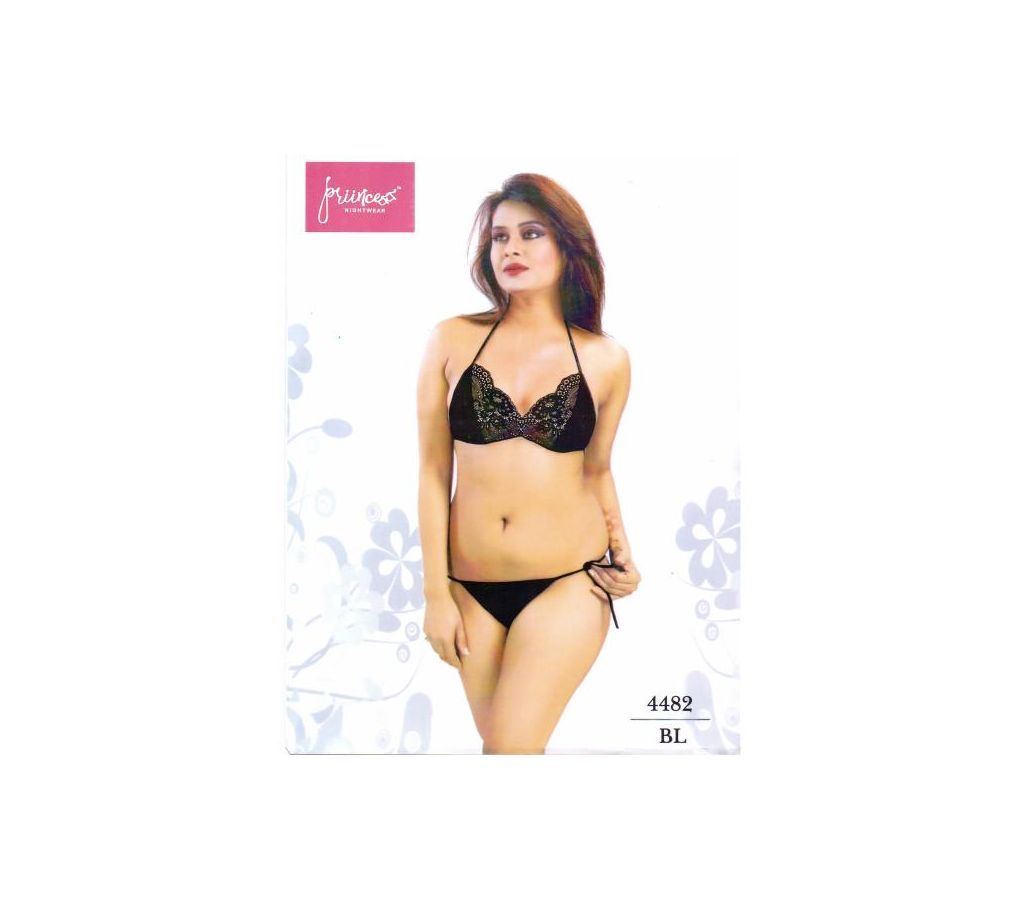 Fashionable Bra Panty Bikini Set-4482 BL