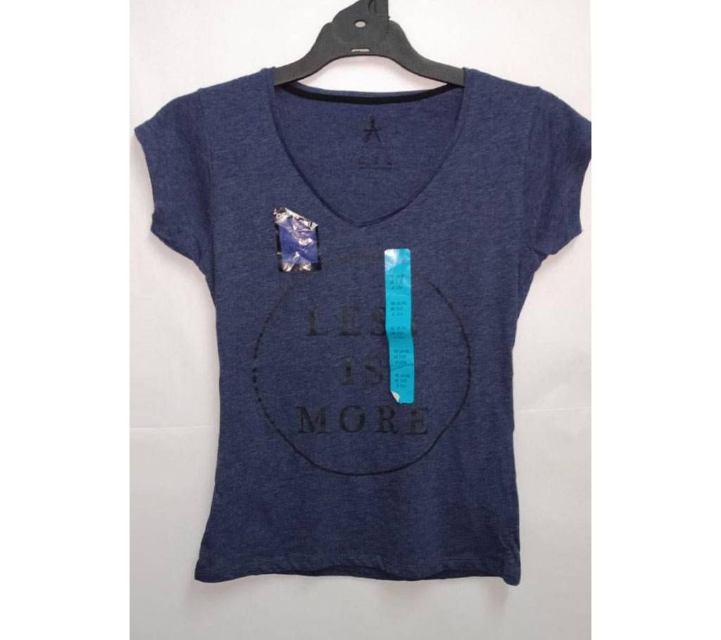 Ladies Printed Fancy Branded T-Shirt Navy Blue
