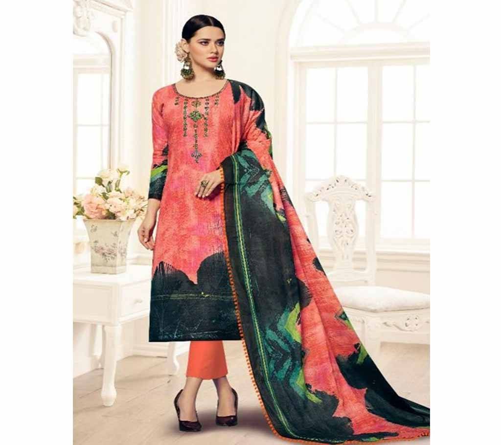 Shahnaz Arts Floration Vol 2 - 3015 - Rose Pink with Black mix Cambric Cotton