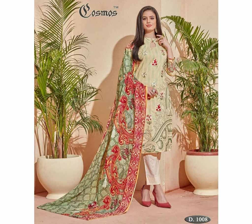 Cosmos Saadia Noor Lawn Collection Vol 1 - 1003 - Light Sea Green with Stripe Design - ASI