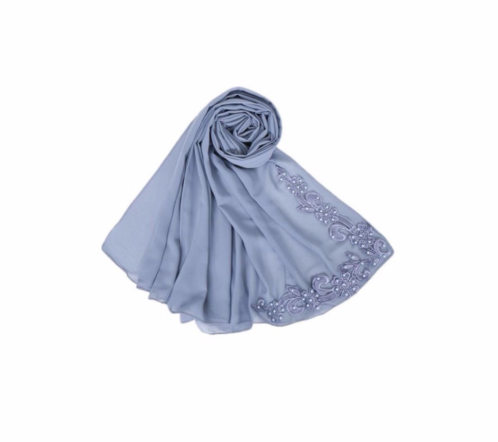 Long Chiffon  Flower Appliques Headscarf Hijab