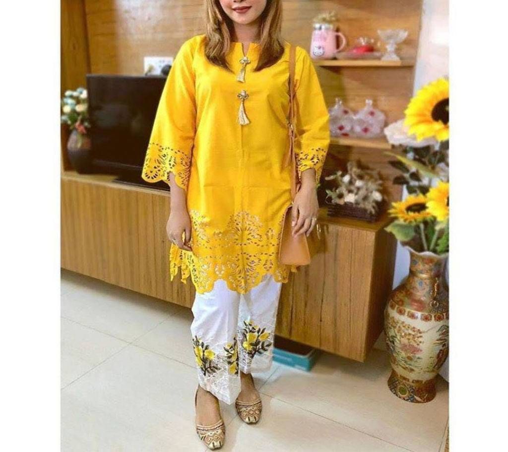 Unstitched Pakistani Laser Cut 2pc Dress