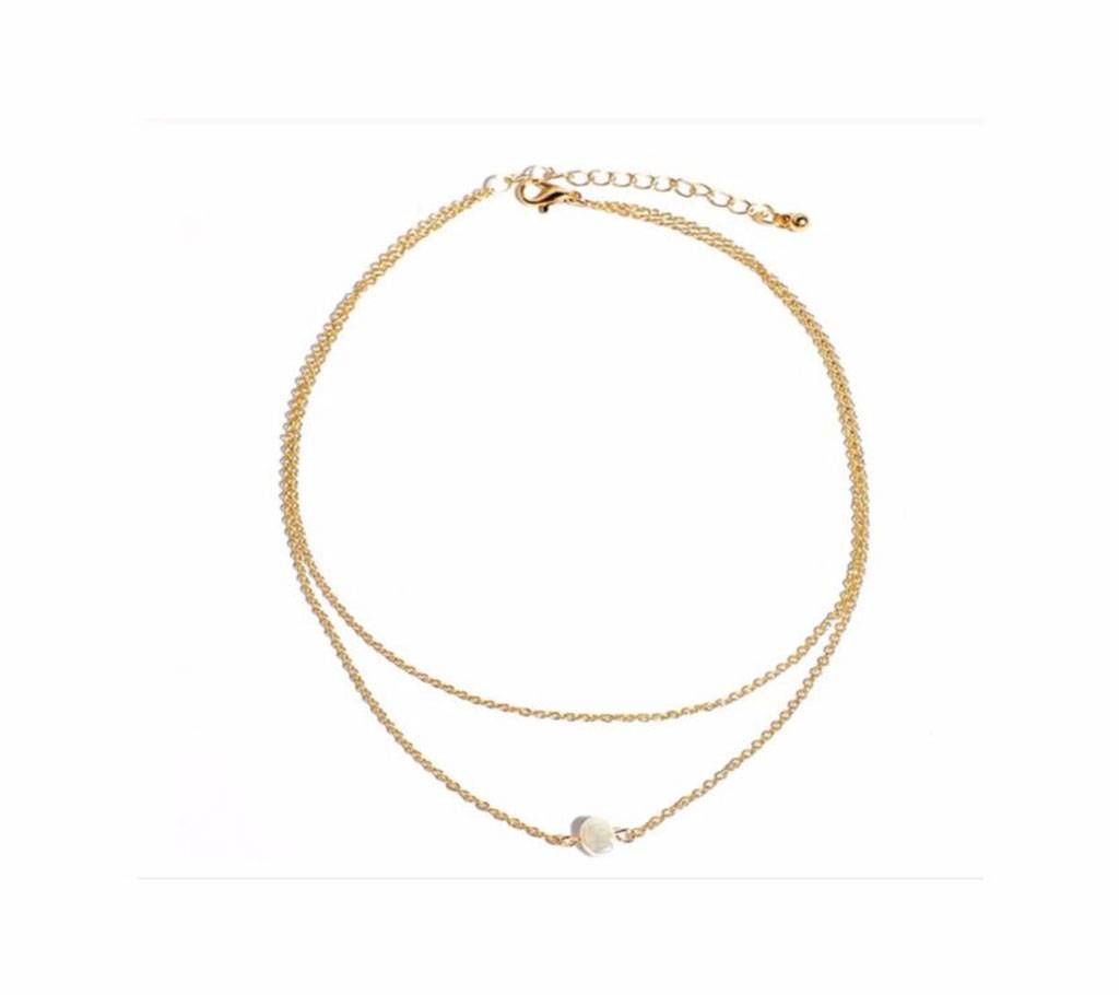 Tiny Dainty Pearl Chain Choker Necklace For  Women
