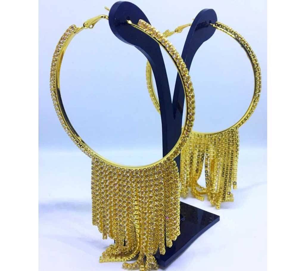 Gold plated Indian western ear ring-Golden-1pair 