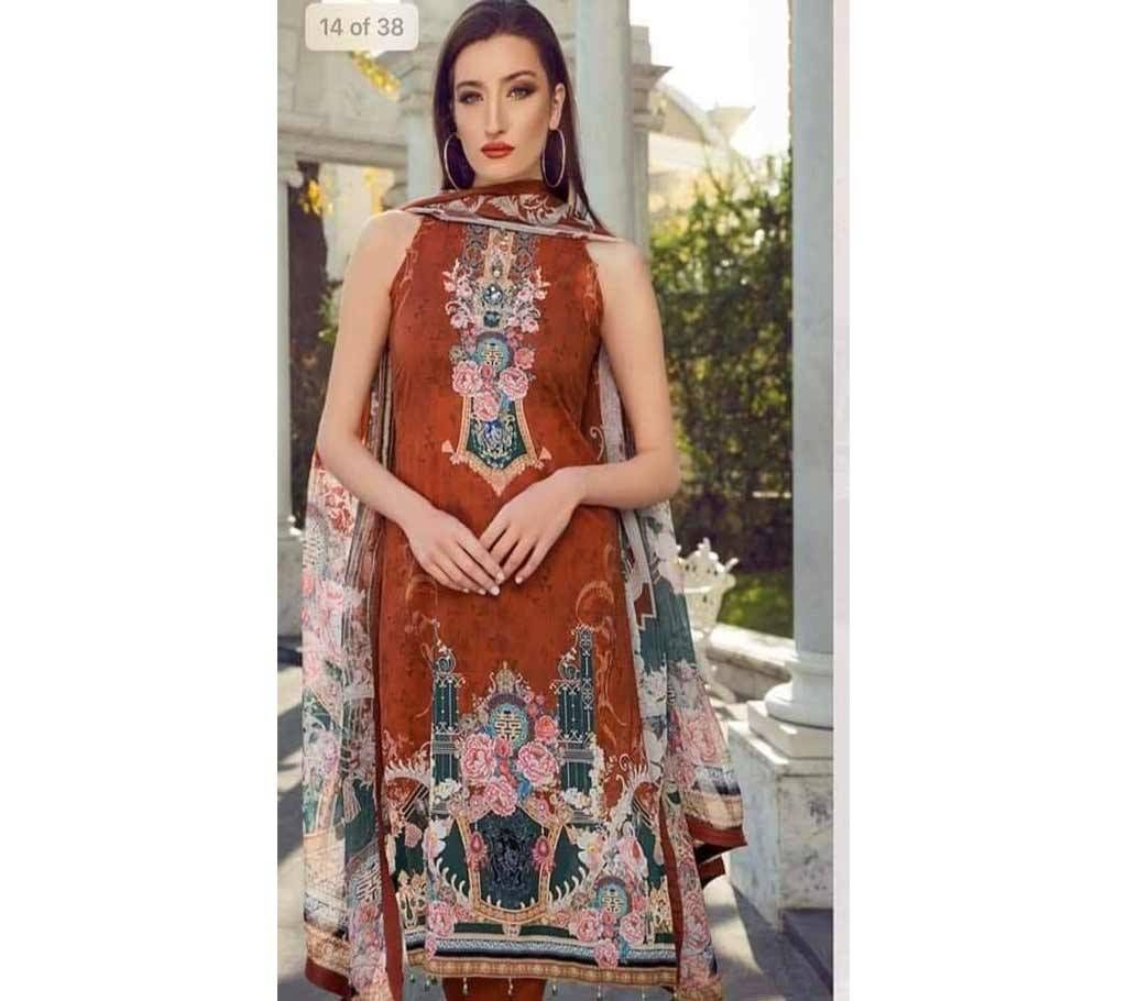 Unstitched Indian kashmiri amdrodary Design Three-Piece 03