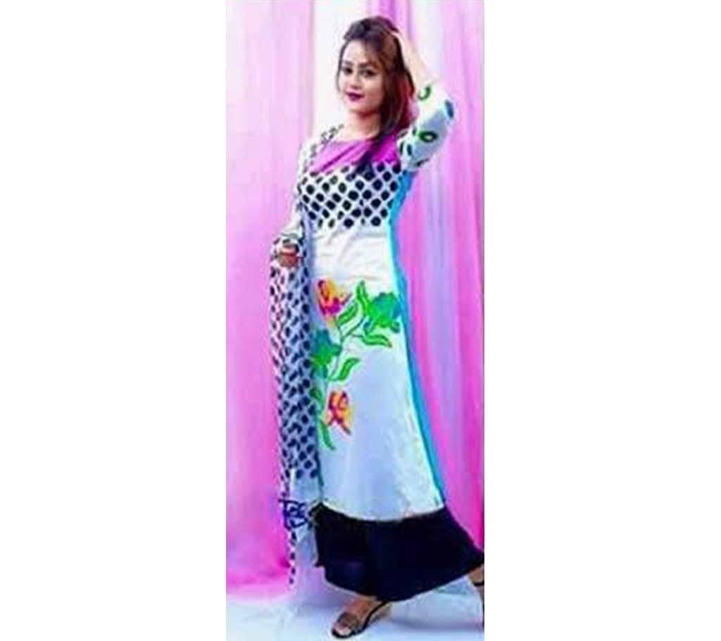 Block Printed Unstiched Cotton Three Piece (Replica)
