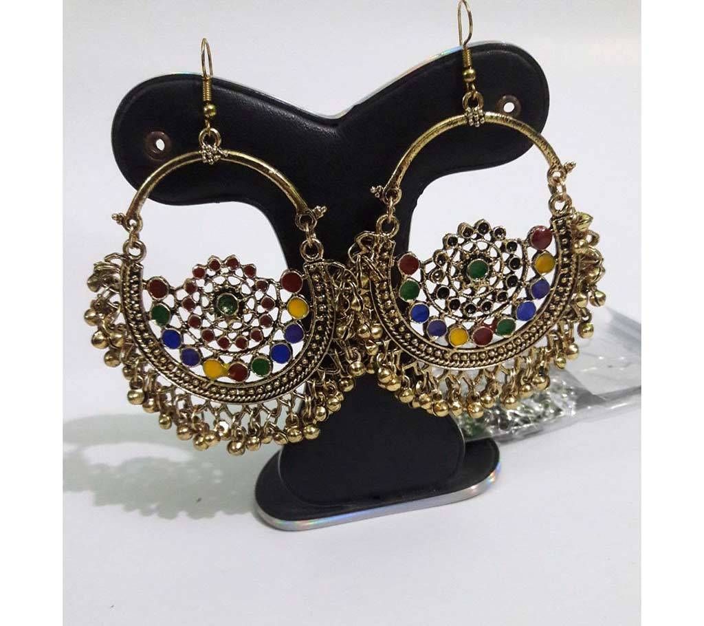 Ladies stone setting afgani earrings