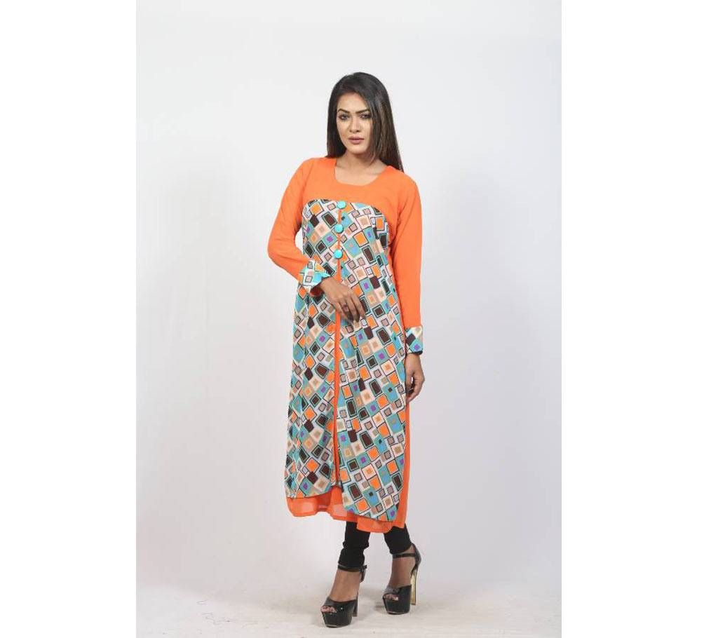 Orange Georgette Kurti For Women