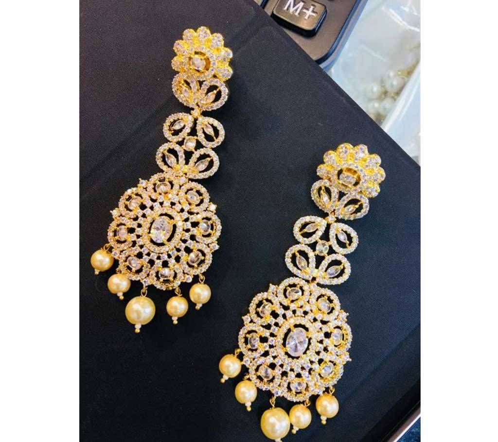 Stone Settings Gold Plated Earrings 