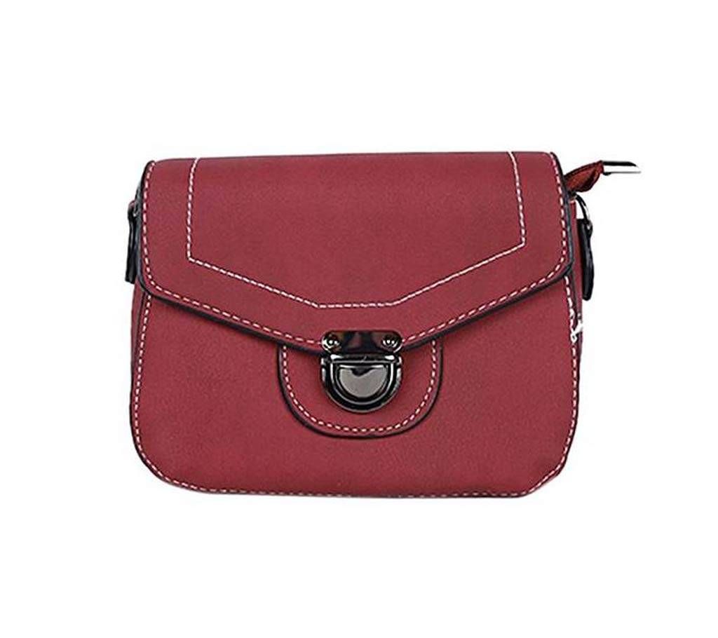 Artificial Leather Side Bag For Ladies - Maroon