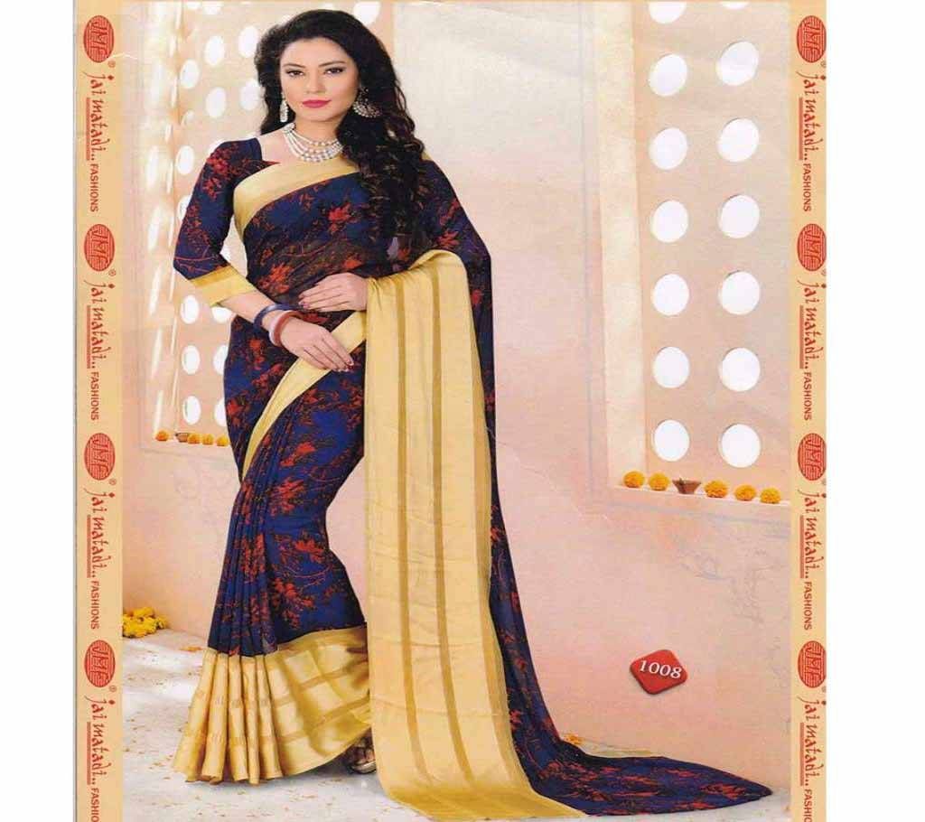 Maple Leaf  Printed Indian Georgette Silk Saree