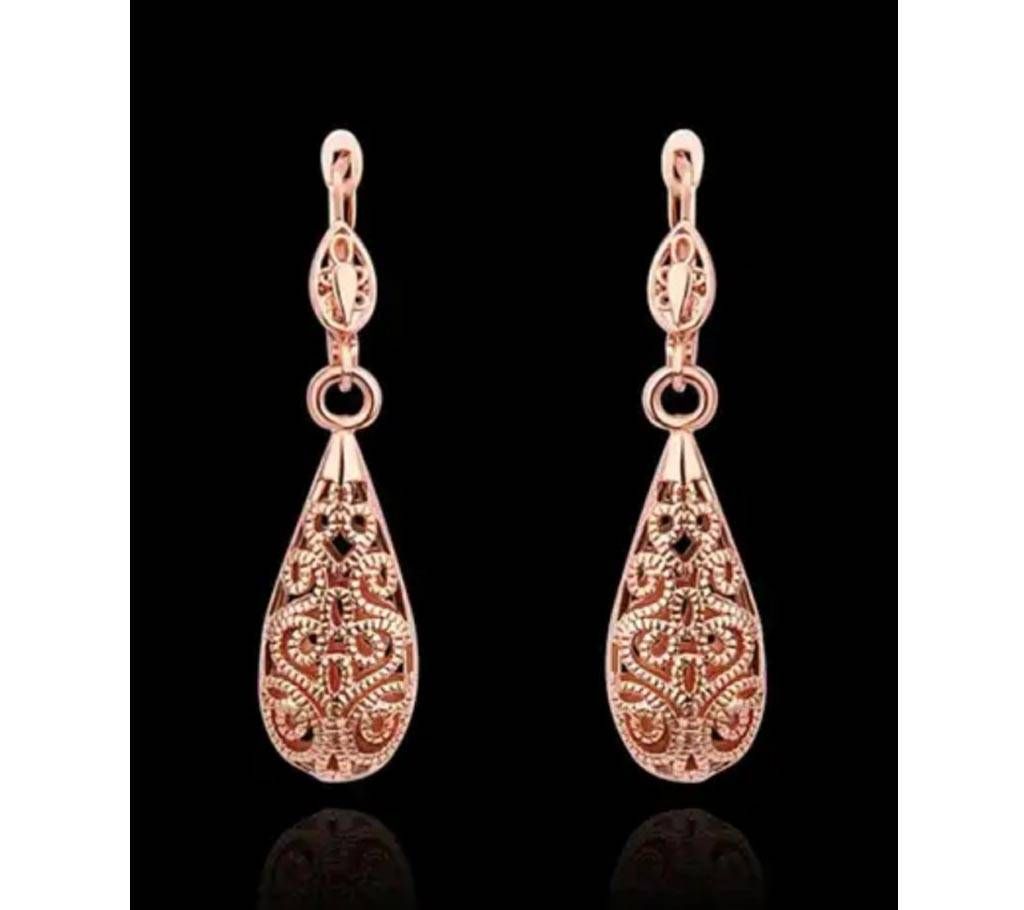 Chia Fashion Luxury Rose Gold Drop Earrings (by Pink Point - CHIA122)