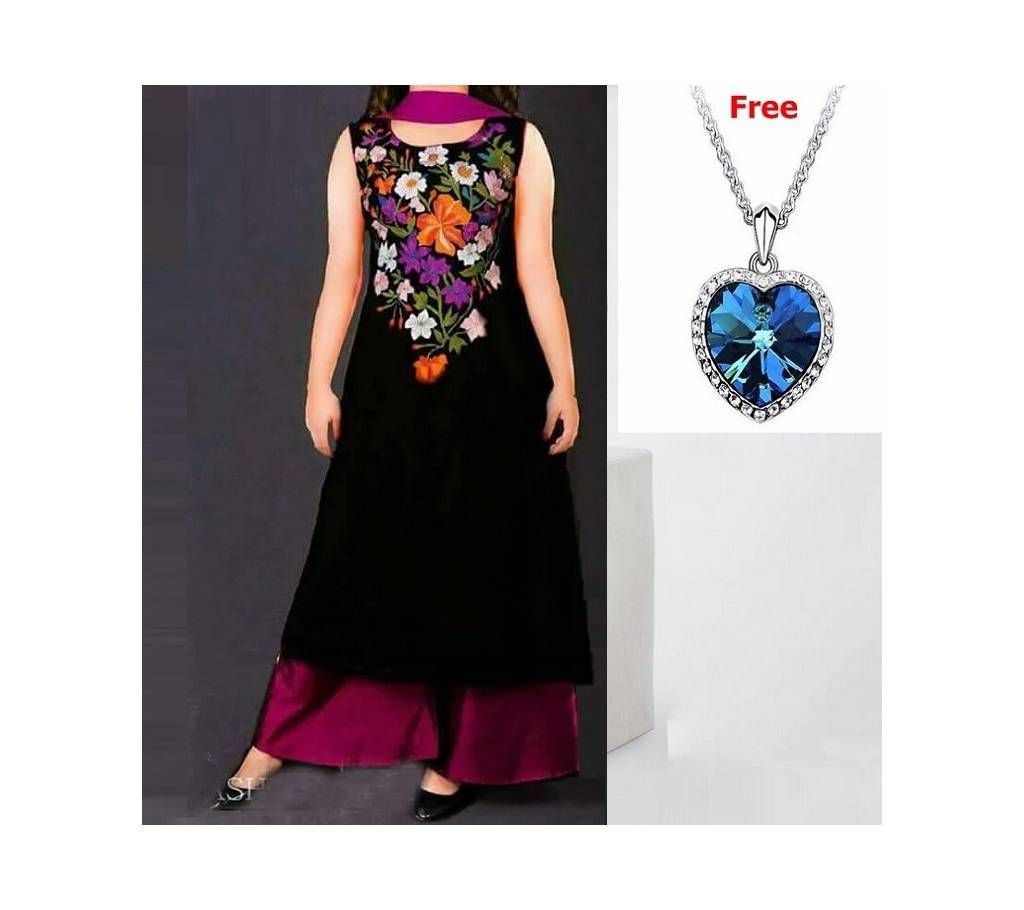 un stitched Three Pc with a Free Pendent 