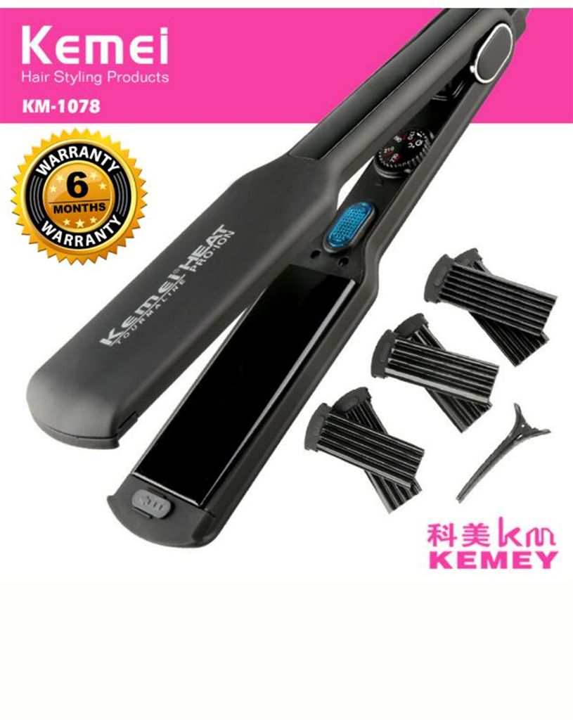 Kemei 3in1 digital  hair straightener and curling 