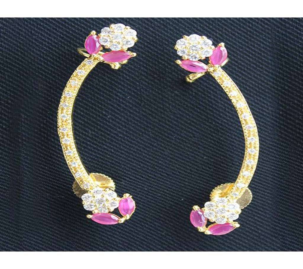 Gold Plated Diamond Cut Curve Ear Ring-287